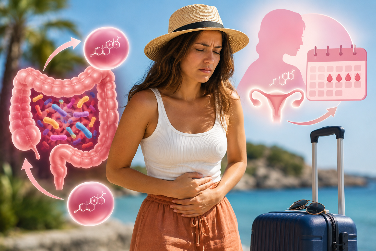 Cestovní zácpa a estrogenový reflux: Jak zpomalené trávení na dovolené ovlivňuje menstruaci