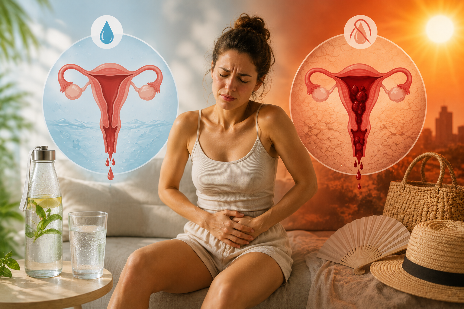 Letní dehydratace a krevní viskozita: Proč horko zhoršuje menstruační křeče a sraženiny? 