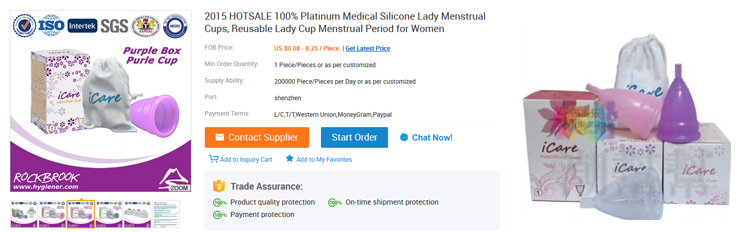 Menstruační kalíšek iCare vyrobený v Číně